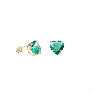 Imagem de Brinco Coração Pedra de Cristal  Folheado Ouro 18k Antialérgico - MIXF