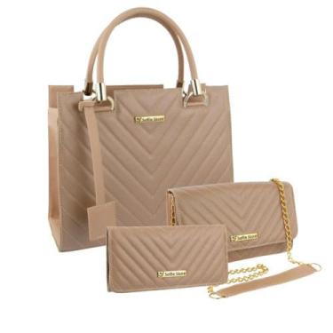 Imagem de Bolsa Feminina Transversal Casual + Bolsa Flap + Carteira - Selfie Sto