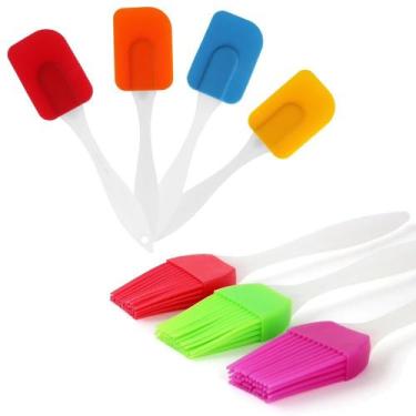 Imagem de Kit com 1 Espátula e 1 Pincel Culinário De Silicone Para Pães E Bolos 