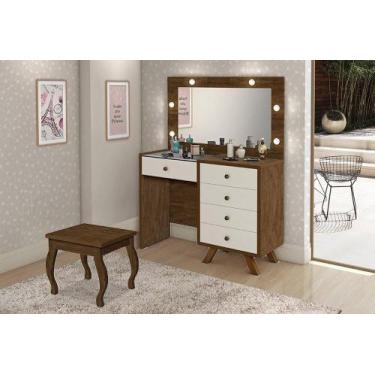 Imagem de Penteadeira Camarim com Espelho e LED Luna Malbec / Off White - Luapa