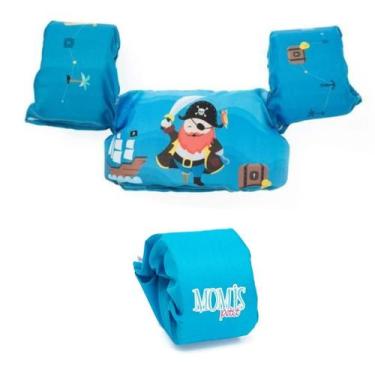 Imagem de Kit Boia Colete Salva Vidas Gancho + Boia Auxiliar Azul - Momis Petit