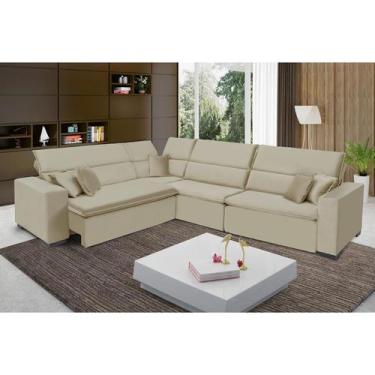 Imagem de Sofá Milão 2.50x3.75m de Canto, Retrátil e Reclinável - Bege - Sofisti