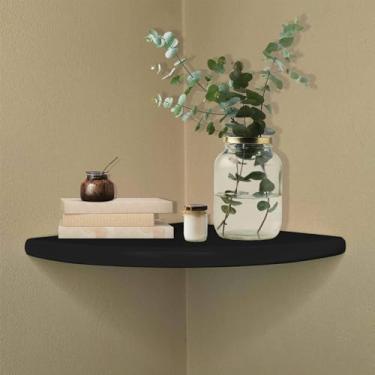 Imagem de Prateleira de Canto de Parede Colorido em Mdf Laqueado Cor:PRETO;Tamanho:20X20 CM