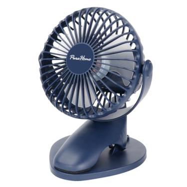 Imagem de Ventilador de clipe portátil operado por bateria, mini ventilador de mesa recarregável por USB de 3 velocidades com fluxo de ar forte, rotação de 360°, ventilador de mesa pessoal ultra silencioso para