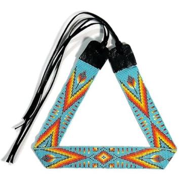 Imagem de Faixa de chapéu com contas, estilo nativo americano, cowboy do sudoeste, feita à mão, cabeça/chapéu coleção [] (azul-celeste)