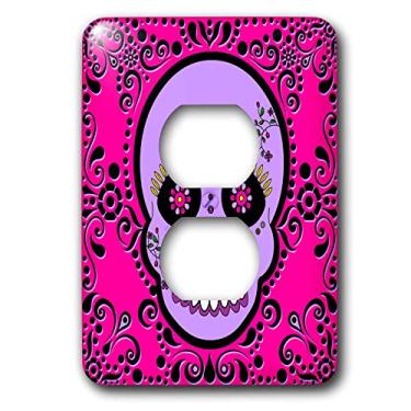 Imagem de 3dRose lsp_28869_6 Dia dos Mortos Día de los Muertos Sugar Skull Purple Pink Black Scroll Design Outlet Cover