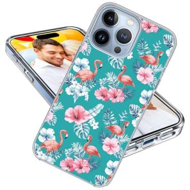 Imagem de Capa para iPhone 15 Pro para meninas e mulheres, ARTIOSIT à prova de choque fina fina macia TPU transparente capa protetora para iPhone 15 Pro 6.1, desenho animado fofo animal menina rosa flamingo