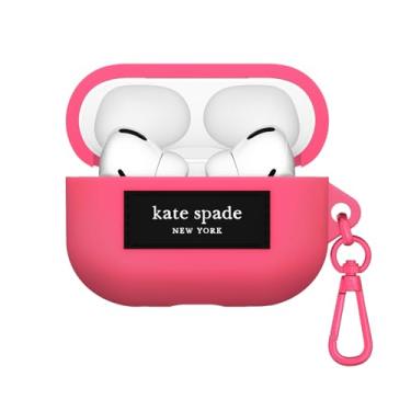 Imagem de kate spade new york Capa para AirPods Pro 2ª/1ª geração com chaveiro - rosa pompom, capa de silicone para AirPods Pro 2ª/1ª geração