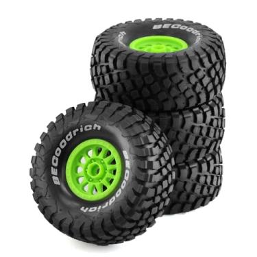 Imagem de Chanjorlin 1/8 RC Off Road Truck Tires and Wheels 17mm Hex OD 5.43" 1/7 All Terrain Short Course Tyres for 1:7 1:8 RC Buggy Monster Truck Car HSP TRAXXAS UDR Atom Arrma 6S Mojave DF7 4PCS (Green)