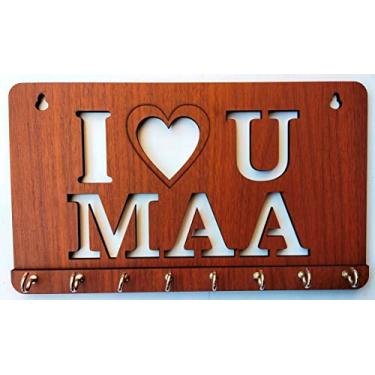 Imagem de My Dream Carts Chaveiro I Love You Maa, cabide de madeira para o dia das mães, suporte para decoração de casa, porta-chaves para presente de parede para melhor mãe do mundo, organizador de chaves