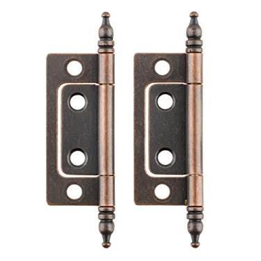 Imagem de Dobradiça de cobre antigo sem encaixe | Pacote com 2 | Dobradiças de porta de armário | Ferragens para móveis | UA-256-AC