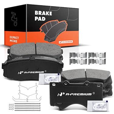 Imagem de A-Premium Conjunto de pastilhas de freio a disco de cerâmica dianteira e traseira compatível com modelos selecionados Lexus e Toyota - GLX570, Land Cruiser 2008-2011/2013-2021, Sequoia 2008-2021, Tundra 2007-2021, 8 peças