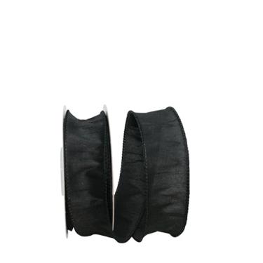 Imagem de Reliant Ribbon Dupioni Supreme fita com fio de borda de 3,8 cm x 9,5 m, preta