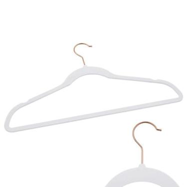 Imagem de Kit 100 Cabide Veludo Branco Gancho Rose Antideslizante 45cm - ARBORET