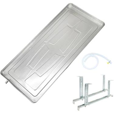 Imagem de Bandeja de gotejamento de ar condicionado galvanizado, bandeja de drenagem de condensado com suporte de montagem, kit de acessórios de drenagem, tubo de drenagem, saída de água, 100 * 47,5 c