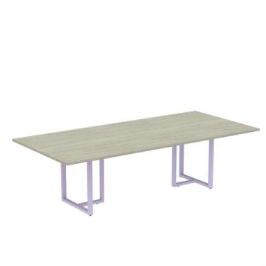 Imagem de Mesa de Reunião Retangular Tubular P25 Pandin 2,6 M Casablanca e Lilas