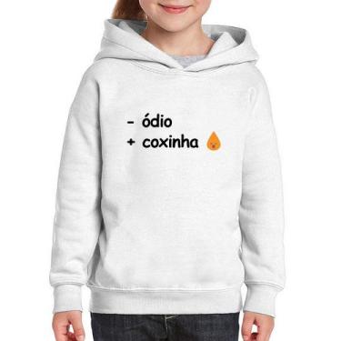 Imagem de Moletom Infantil Menos ódio, Mais coxinha - Foca na Moda, Branco, 6