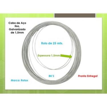 Imagem de Cabo de Aço Galvanizado de 1,5mm, Rolo com 25 metros. Cód. 071. - BRUC