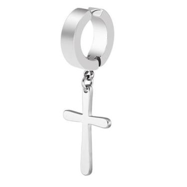 Imagem de Brinco De Cruz Pingente Prata Argola De Pressão - 1 PEÇA (Não é o par)