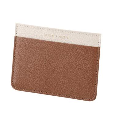 Imagem de Porta-Cartão Couro Mariart 665, Off white, Camel