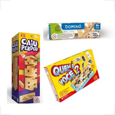 Imagem de Jogos Kit Caiu Perdeu + Dominó + Quem é Você - Jogos Infantil Jogos Pe