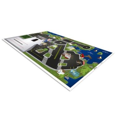 Imagem de Pista para Carrinhos Maquete Cidade com Aeroporto 180x120cm - PlimShop