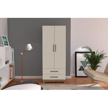 Imagem de Roupeiro Multiuso AM Solteiro 2 Portas Cor Canela / Off White - SM