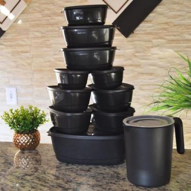 Imagem de Kit 10 Potes Mais 1 Jarra 1.500ml  Mais 2 copos 300ml Melhor Qualidade