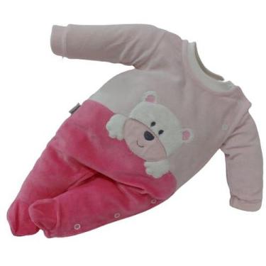 Imagem de Macacão Plush Bordado Bebê Menina Inverno Chuquinha Rf 2887, Rosa escu
