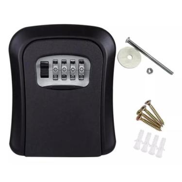 Imagem de Cadeado Caixa Segredo Cofre Parede Guarda Chaves Objetos, Preto
