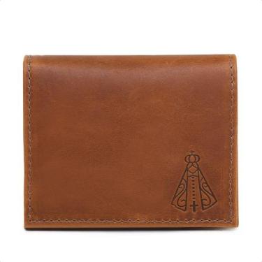 Imagem de Carteira masculina em couro legitimo  nossa senhora em l porta cartao 