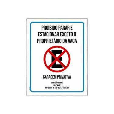 Imagem de Placa Proibido Parar Exceto Proprietário 18x23cm 10un