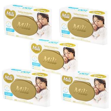 Imagem de Lenço Umedecido Mili Love & Care Premium  5 Pacotes c/ 100 (Total: 500
