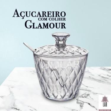 Imagem de Açucareiro com Colher e Tampa Glamour Linha Cristal Acrilico - PLASUTI
