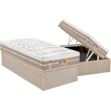 Imagem de Conjunto Box Baú Solteiro: Colchão Molas Castor Ensacadas Silver Star 