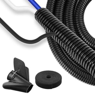 Imagem de Tubo de tear dividido de 3 metros cobre conduíte de fio de polietileno flexível para aplicações automotivas, domésticas, de escritório e industriais com ferramenta de fácil instalação (preto, 1/5.1