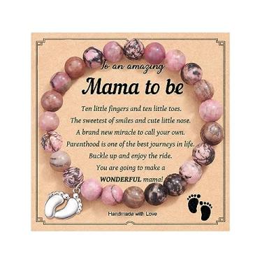 Imagem de HGDEER Presentes para novas mães, pulseiras de pedra natural, presentes de gravidez para mães de primeira viagem com cartão de presente de mensagem, 7 Inch, Pedra, Sem Pedra Preciosa