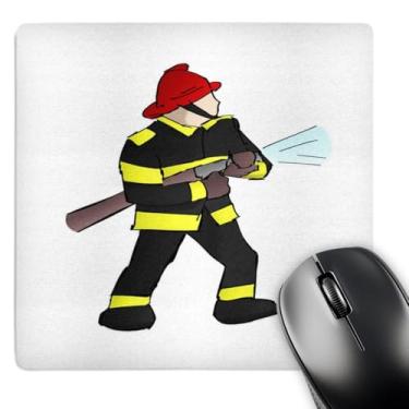 Imagem de 3dRose Mouse pad LLC 20 x 20 x 0,63 cm, bombeiro em engrenagem com mangueira de fogo (mp_44807_1)