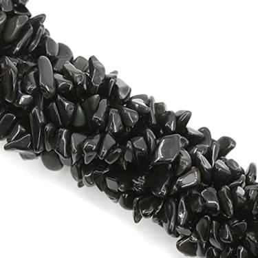 Imagem de Ouubuuy Chips de cristal com furos para fabricação de joias 5 mm-8 mm pedras preciosas naturais lascas 89 cm (Obsidian)