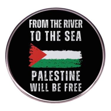Imagem de zhanghaoran From the River To the Sea Palestine Will Be Free broche de bandeira da Palestina Broche de lapela nacional palestino broche de botão redondo Liberdade e paz Presente de apoio palestino,