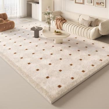 Imagem de Tapete de decoração de sala de estar creme francês, tapete de pelúcia para quarto, cabeceira, sala de estudo moderna, vestiário, tapetes macios, 3.200 x 250 cm