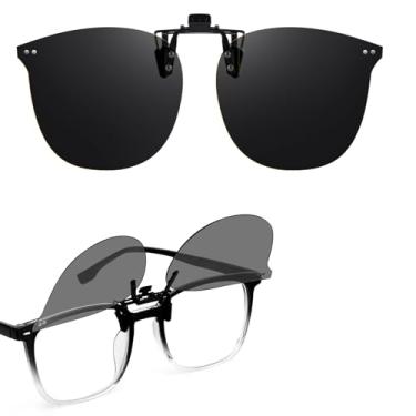 Imagem de Trysee Óculos de sol polarizados flip up com clipe sobre óculos de grau para homens e mulheres polarizados antirreflexo, Flip - 128 x 52 mm - Redondo, 128*52mm