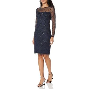 Imagem de Papell Studio Vestido curto feminino com contas, Azul marinho/preto, 38