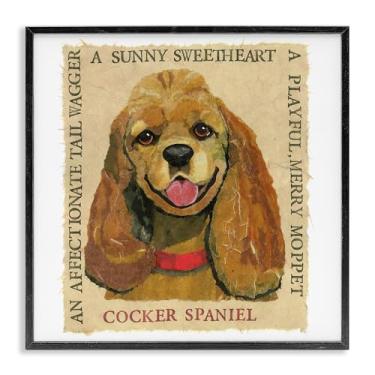 Imagem de Stupell Industries Design de arte de parede giclée emoldurado com frases divertidas de Cocker Spaniel por Sangita Bachelet, moldura preta, 61 x 61 cm