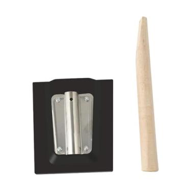 Imagem de IEUDNS Ferramenta de piso de borracha Clapper de batida Cabo de madeira para madeira Telhas de cerâmica planas Clapper de borracha para economia de