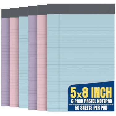 Imagem de 1InTheOffice Bloco de notas 12 x 20, bloco de notas pequeno, estreito, pastel sortido, 50 folhas/bloco, 6 blocos/pacote