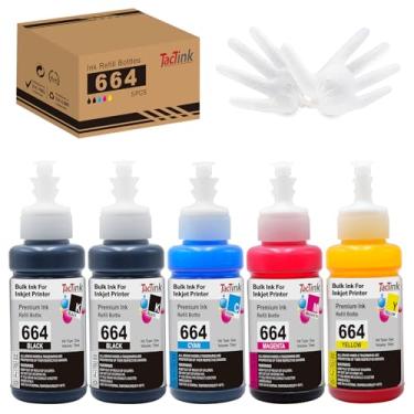 Imagem de TacTink 664 frascos de refil de tinta para T664 Ink tp Funciona com Epson ET-2650 ET-2500 ET-2550 ET-2600 ET-4500 ET-14000 L100 L110 L120 L200 L210 L300 L300 L110 350 L Impressoras 355 L550 L555
