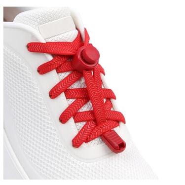 Imagem de ZHENTOR Cadarços elásticos sem laço - cadarços elásticos sem cadarço para tênis infantil e adulto, tamanho único, Vermelho, 47inchs