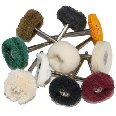 Imagem de 1 polegada 10Pcs Escova rotativa Lixamento Polimento Polimento Moagem Roda Escova para Ferramentas rotativas 25mm Rodada Feltro de lã Acessórios, 10pc mix, com haste de 3mm