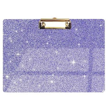 Imagem de Geniershy Prancheta de Acrílico com Glitter Horizontal, Tamanho Padrão de Carta A4, Pranchetas Fofas com Clipe de Perfil Baixo para Desenho, Materiais de Arte de Escritório - Roxo (9" X 12,5")